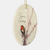 Groeten van Robin Season Keramisch Ornament (Rechts)