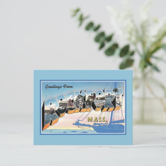  groeten van Rockport Massachusetts Briefkaart (Staand voorkant)