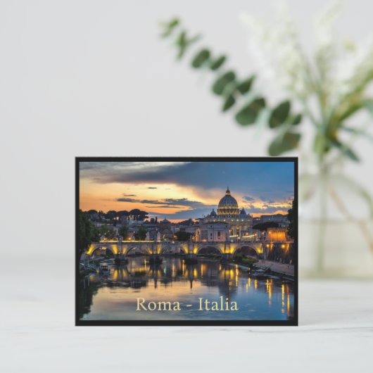 Groeten van Roma Italia, aangepaste tekst Briefkaart (Staand voorkant)