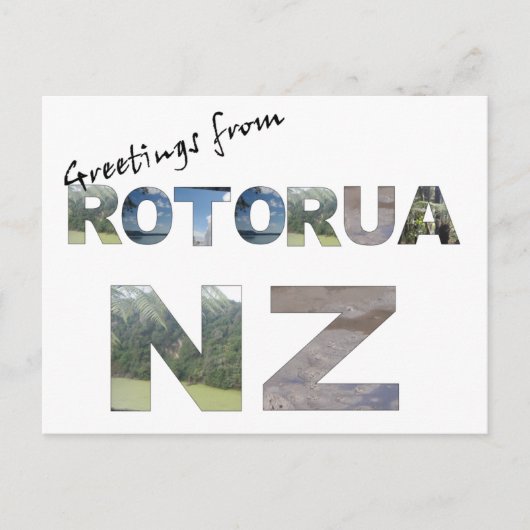 Groeten van Rotorua NZ Briefkaart (Voorkant)