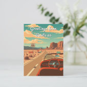 Groeten van Route 66 Gepersonaliseerde Road Trip Briefkaart (Staand voorkant)