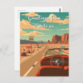 Groeten van Route 66 Gepersonaliseerde Road Trip Briefkaart (Voorkant / Achterkant)