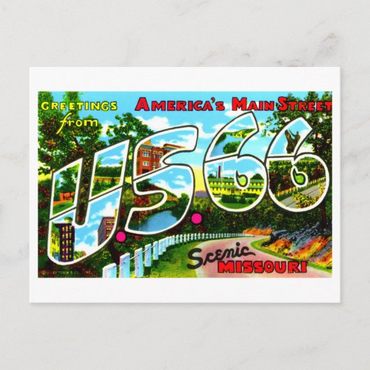  groeten van Route 66 in Missouri Briefkaart (Voorkant)