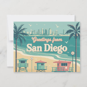  groeten van San Diego Classic Retro Briefkaart