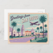  groeten van San Diego Classic Retro Briefkaart (Voorkant / Achterkant)