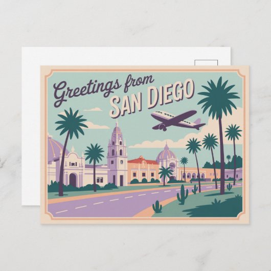 groeten van San Diego Classic Retro Briefkaart (Voorkant / Achterkant)