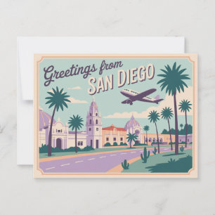  groeten van San Diego Classic Retro Briefkaart