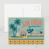 groeten van San Diego Classic Retro Briefkaart (Voorkant / Achterkant)