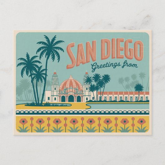 groeten van San Diego Classic Retro Briefkaart (Voorkant)