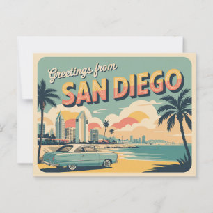  groeten van San Diego Classic Retro Briefkaart
