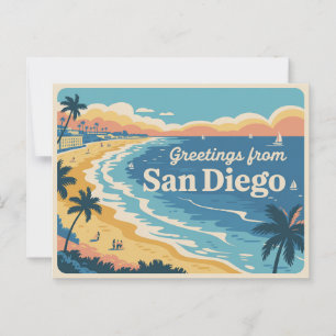  groeten van San Diego Classic Retro Briefkaart