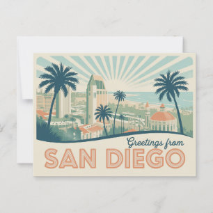  groeten van San Diego Classic Retro Briefkaart