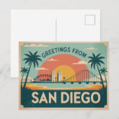 groeten van San Diego Classic Retro Briefkaart (Voorkant / Achterkant)