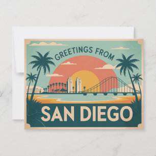  groeten van San Diego Classic Retro Briefkaart