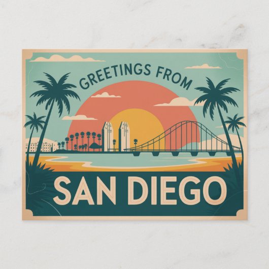 groeten van San Diego Classic Retro Briefkaart (Voorkant)