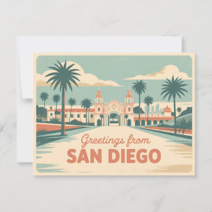  groeten van San Diego Classic Retro Briefkaart
