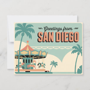 groeten van San Diego Classic Retro Briefkaart