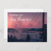 Groeten van San Francisco Post Card met Bridge Briefkaart (Voorkant / Achterkant)