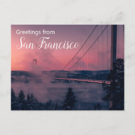Groeten van San Francisco Post Card met Bridge Briefkaart