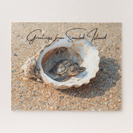 Groeten van Sanibel Island Sea Turtle in Shell Legpuzzel (Horizontaal)