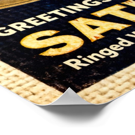 Groeten van Saturn Retro Sci-Fi Poster (Hoek)