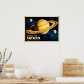Groeten van Saturn Retro Sci-Fi Poster (Keuken)