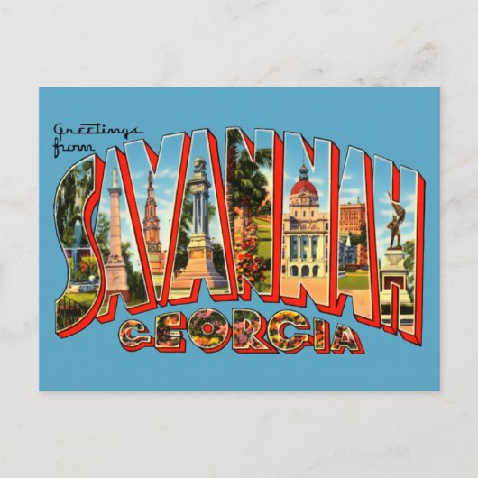  groeten van Savannah Travel Briefkaart (Voorkant)
