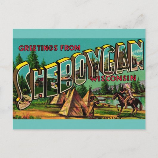 Groeten van SHEBOYGAN WISCONSIN Briefkaart (Voorkant)