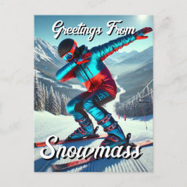 Groeten van Snowmass Dabbing Skier Briefkaart