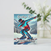 Groeten van Snowmass Dabbing Skier Briefkaart (Staand voorkant)
