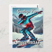 Groeten van Snowmass Dabbing Skier Briefkaart (Voorkant / Achterkant)