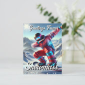 Groeten van Snowmass Dabbing Snowboarder Briefkaart (Staand voorkant)