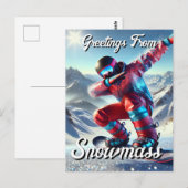 Groeten van Snowmass Dabbing Snowboarder Briefkaart (Voorkant / Achterkant)