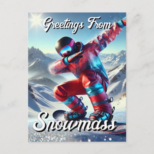 Groeten van Snowmass Dabbing Snowboarder Briefkaart (Voorkant)