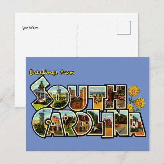  groeten van South Carolina Travel Briefkaart (Voorkant / Achterkant)