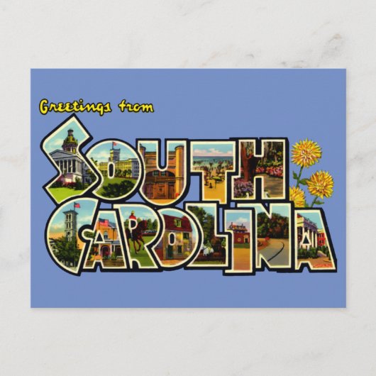  groeten van South Carolina Travel Briefkaart (Voorkant)