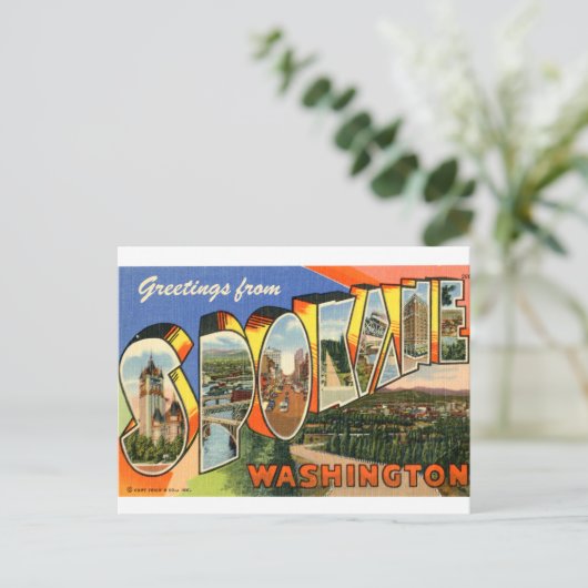 Groeten van Spokane Vintate Briefkaart (Staand voorkant)