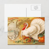 Groeten van Thanksgiving White Turkey  Feestdagenkaart (Voorkant / Achterkant)