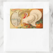 Groeten van Thanksgiving White Turkey  Rechthoekige Sticker (Tas)