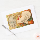 Groeten van Thanksgiving White Turkey  Rechthoekige Sticker (Envelop)