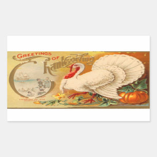 Groeten van Thanksgiving White Turkey  Rechthoekige Sticker