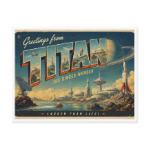 Groeten van Titan Retro Sci-Fi-Ansichtkaart