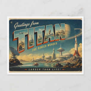 Groeten van Titan Retro Sci-Fi-Ansichtkaart Briefkaart