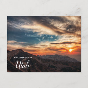Groeten van Utah Berg Zonsondergang Ansichtkaart Briefkaart