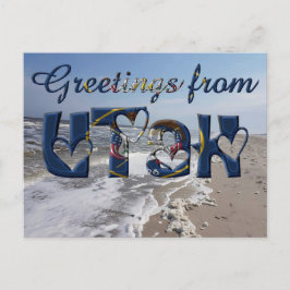 Groeten van Utah State Flag Hearts USA Briefkaart