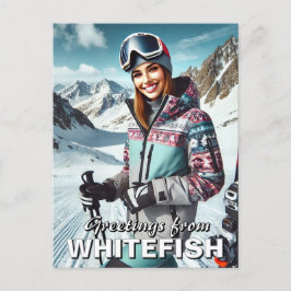 Groeten van Whitefish Montana Skier Travel Briefkaart
