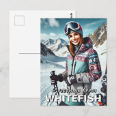 Groeten van Whitefish Montana Skier Travel Briefkaart (Voorkant / Achterkant)