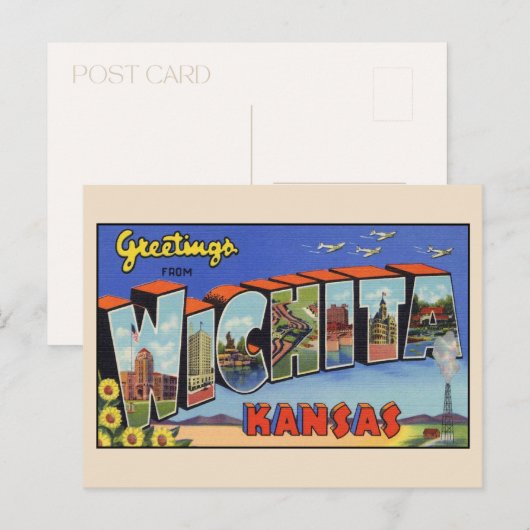 Groeten van Wichita Large Letter Briefkaart (Voorkant / Achterkant)