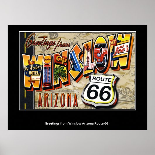 Groeten van Winslow Arizona Route 66 Poster (Voorkant)