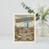 Groeten vanuit Baltimore MD Treinstation Retro Briefkaart (Staand voorkant)